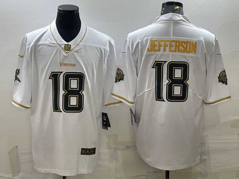 Men%27s Minnesota Vikings #18 Justin Jefferson White Golden Edition Limited Stitched Jersey->miami dolphins->NFL Jersey